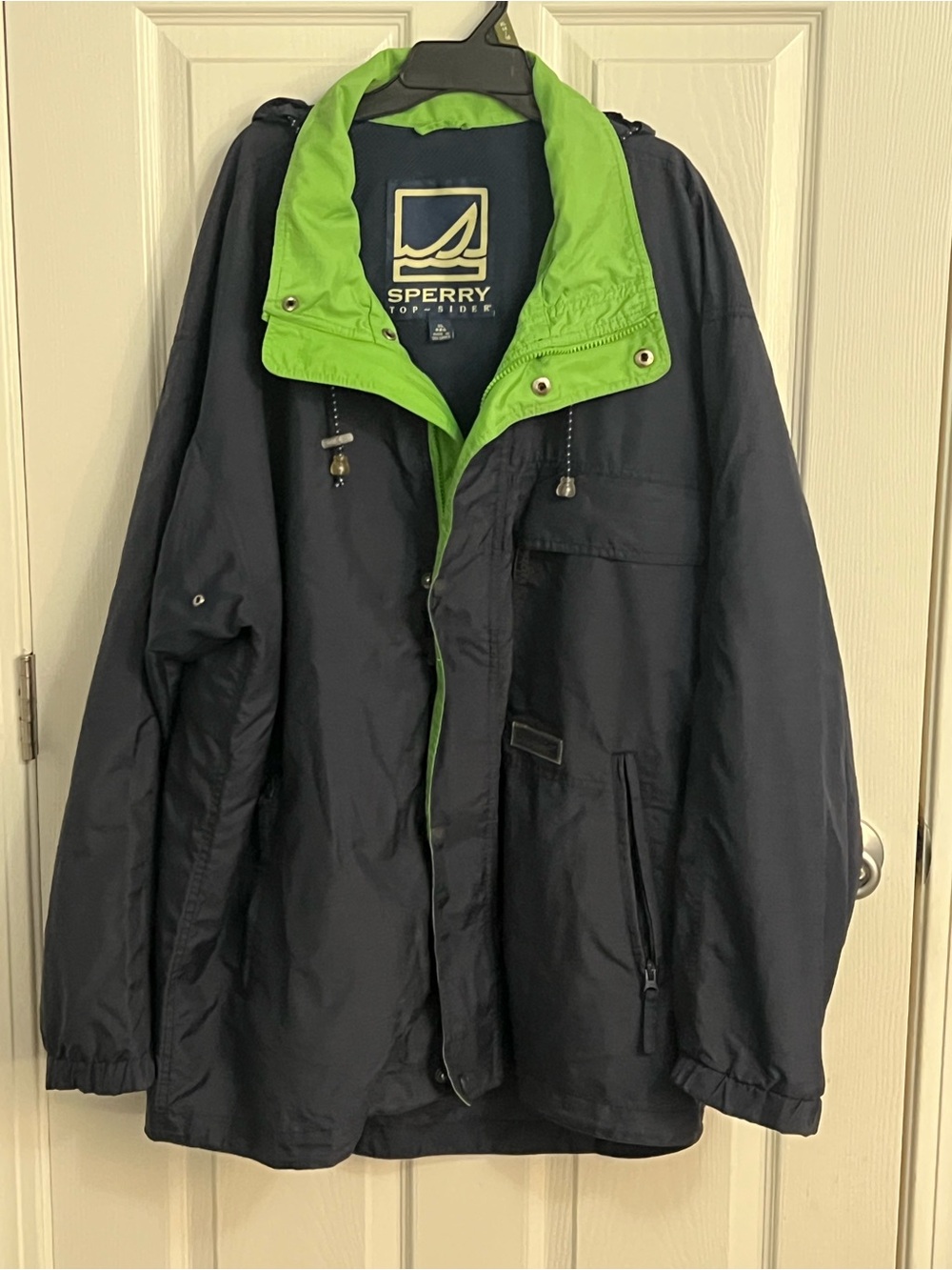 Sperry Navy Raincoat with Lime Green Lining